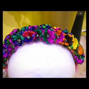 Hair band in palm material, multi-colored handmade